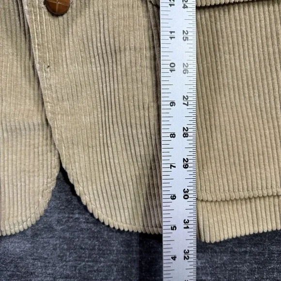 Vintage Lands End Blazer Mens 42R Tan Corduroy 2 Button Leather Elbow Pad Coat